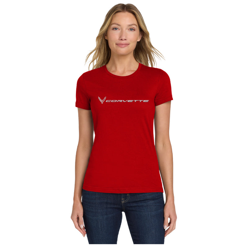Corvette Fine Jersey Tee | Red - On Figure Front