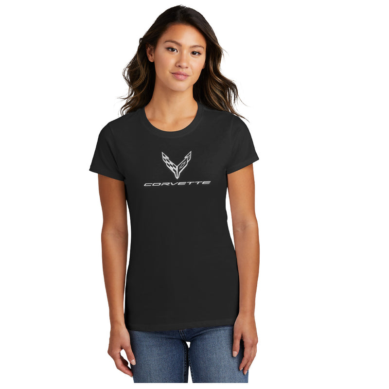 Corvette Signature Style Tee | Black - On Figure Front