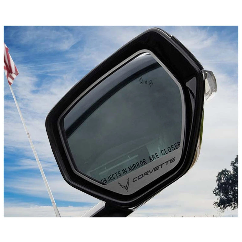 C8 Corvette - Etched Side Mirror Trim 2Pc Kit | Brushed Finish