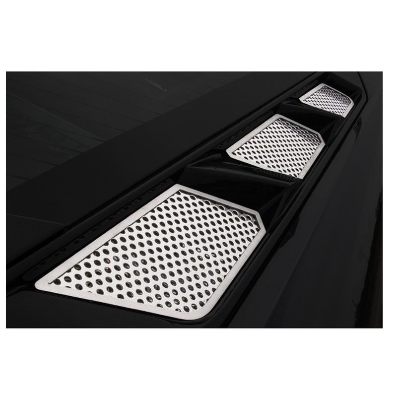 Detailed Right View - C8 Corvette - 6pc Perforated Rear Hood Vent Inserts Kit