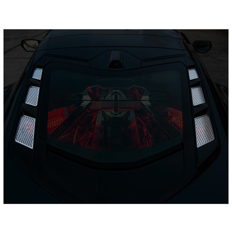 C8 Corvette - 6pc Perforated Rear Hood Vent Inserts Kit