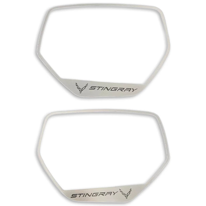 C8 Side Mirror Trim | Engraved C8 Flags & Stingray