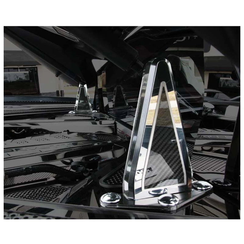 C8 Corvette - Carbon Fiber Hinge Dress-Up 6pc Kit | Polished Finish - Driver Side