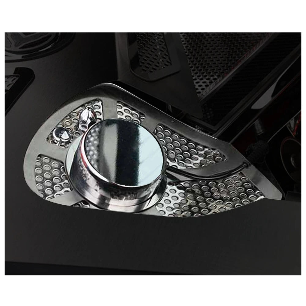 C8 Perforated Shock Tower Cover Inserts W/Chrome Cap 2pc - Driver Side