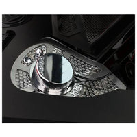 C8 Perforated Shock Tower Cover Inserts W/Chrome Cap 2pc - Driver Side