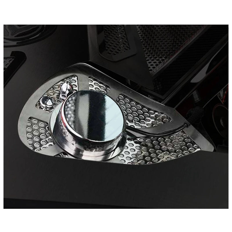 C8 Perforated Shock Tower Cover Inserts W/Chrome Cap 2pc - Driver Side