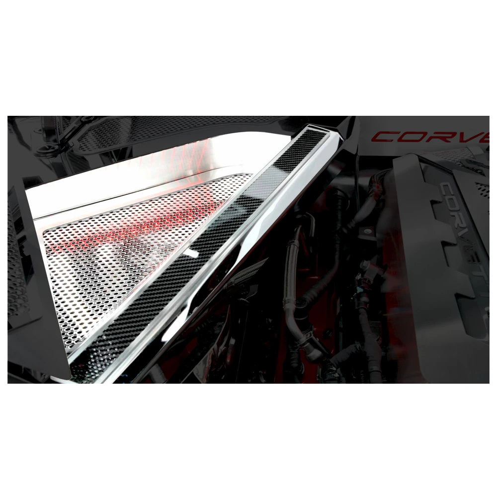 Detailed View - C8 Perforated Header Guard Cover Kit | Brushed Finish