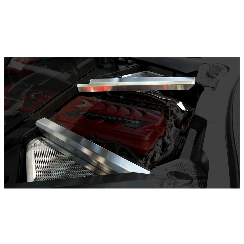 C8 Perforated Header Guard Cover Kit w/Rear Crossmember Covers | Brushed Finish