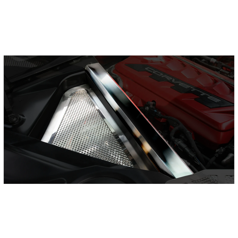 C8 Perforated Header Guard Cover Kit w/Rear Crossmember Covers | Polished Finish