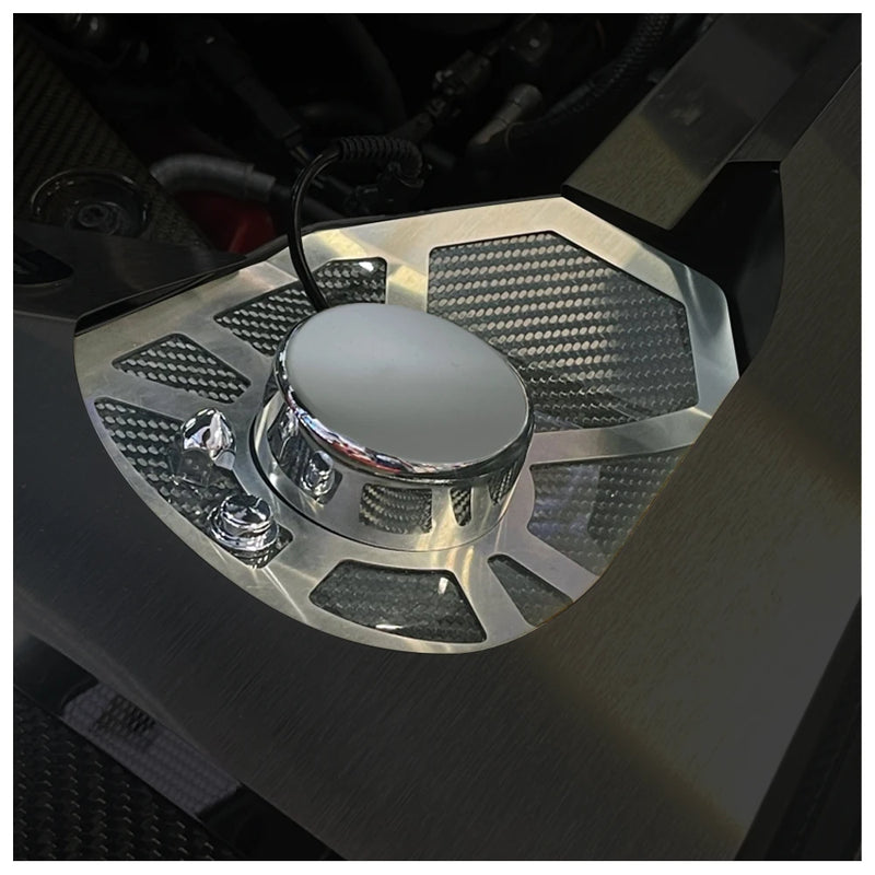 C8 Carbon Fiber Shock Tower Covers | Brushed Finish