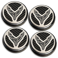 Black - C8 Carbon Fiber Cap Covers | 4pc Set