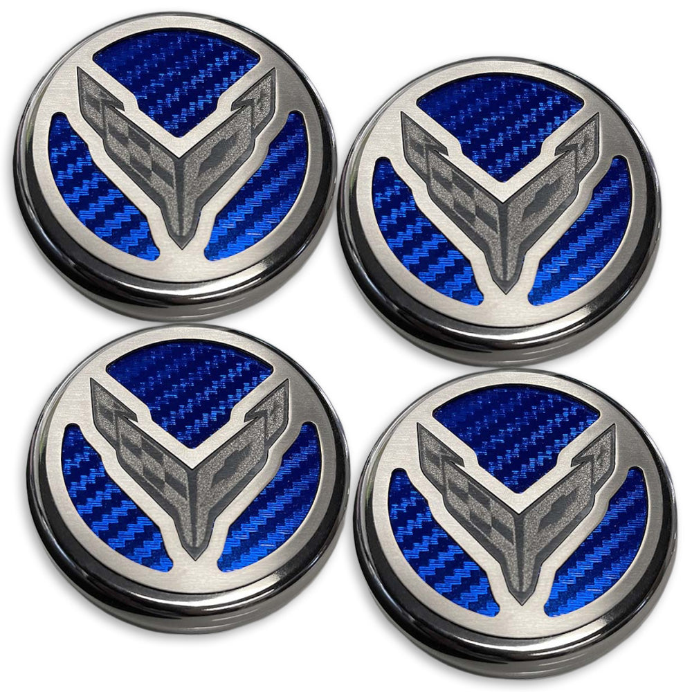 Blue - C8 Carbon Fiber Cap Covers | 4pc Set