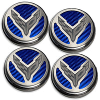Blue - C8 Carbon Fiber Cap Covers | 4pc Set