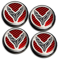 Red - C8 Carbon Fiber Cap Covers | 4pc Set