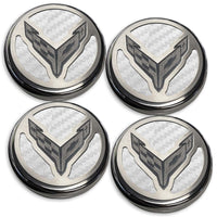 White - C8 Carbon Fiber Cap Covers | 4pc Set