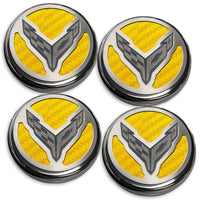 Yellow - C8 Carbon Fiber Cap Covers | 4pc Set