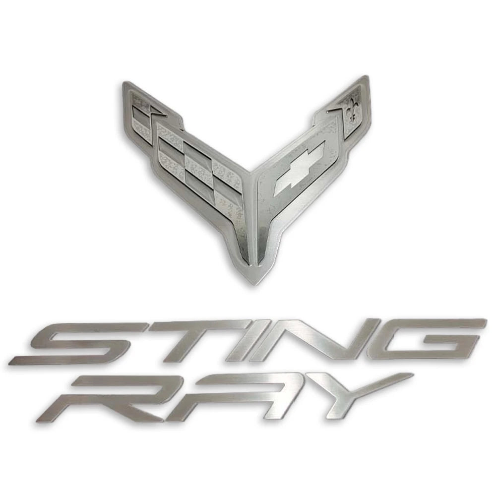 Detailed View - C8 Stainless Steel Hood Panel Badge