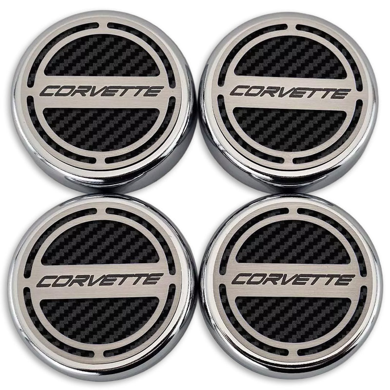 Black - C8 Corvette Carbon Fiber Cap Cover 4pc Kit