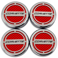 Red - C8 Corvette Carbon Fiber Cap Cover 4pc Kit