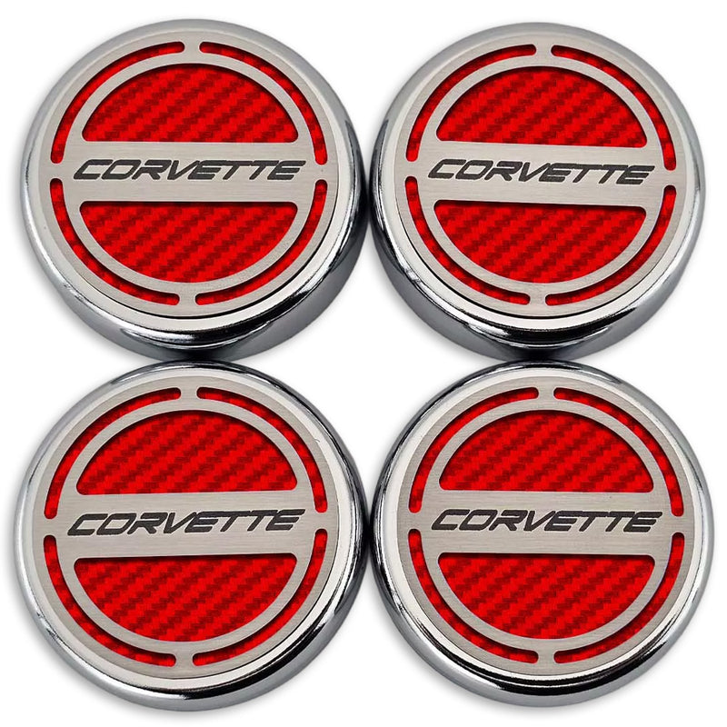 Red - C8 Corvette Carbon Fiber Cap Cover 4pc Kit