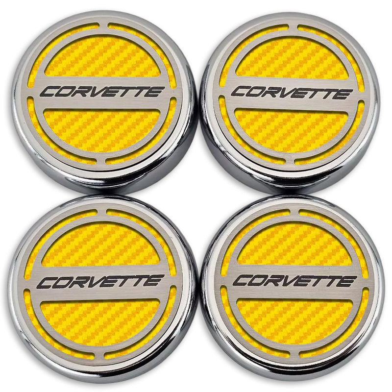 Yellow - C8 Corvette Carbon Fiber Cap Cover 4pc Kit