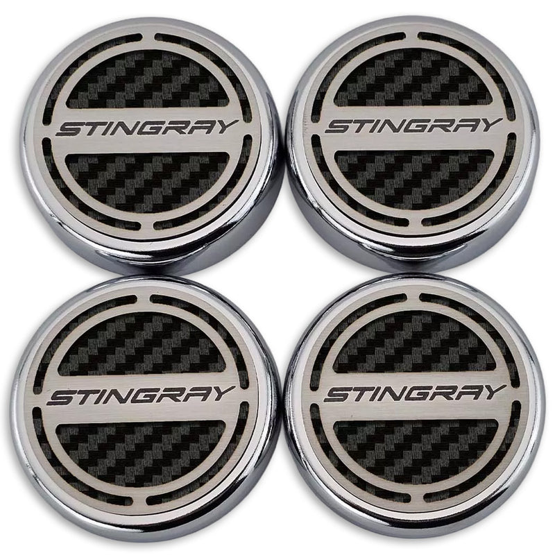 Black - C8 Stingray Carbon Fiber Cap Cover 4pc Kit