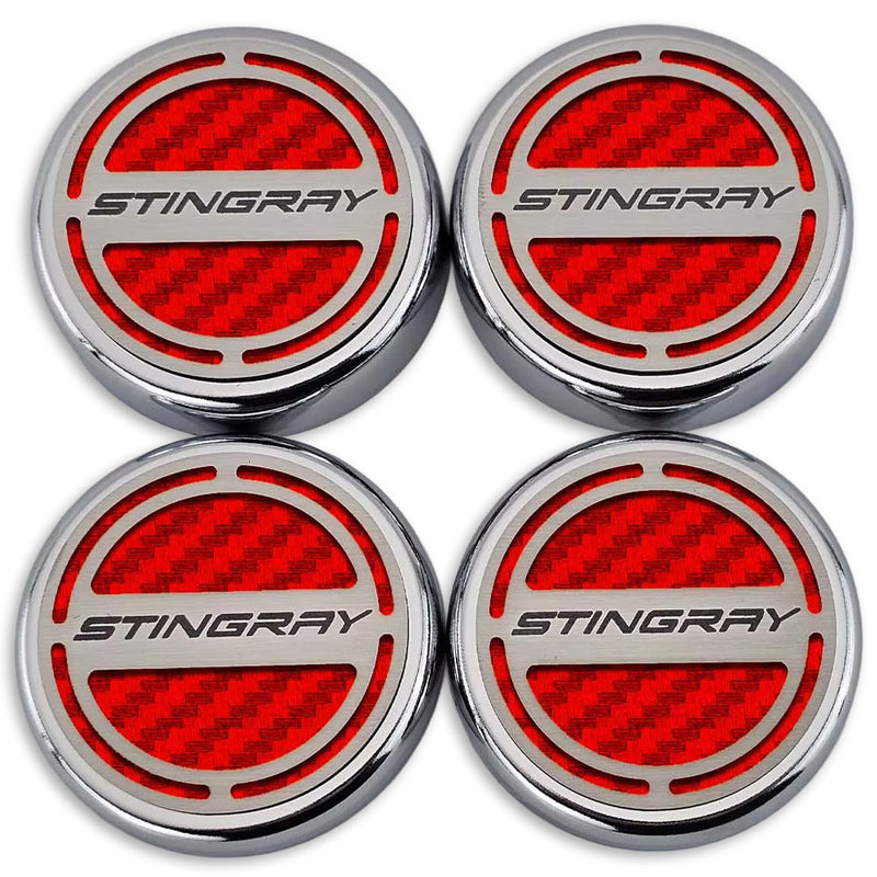 Red - C8 Stingray Carbon Fiber Cap Cover 4pc Kit