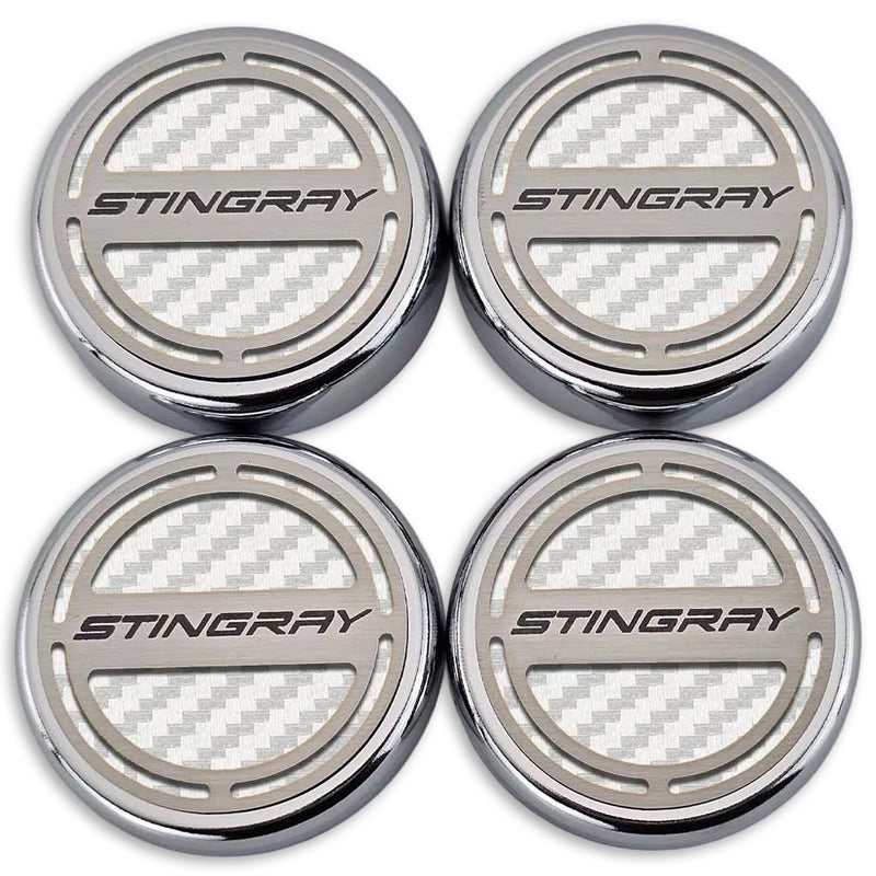 White - C8 Stingray Carbon Fiber Cap Cover 4pc Kit