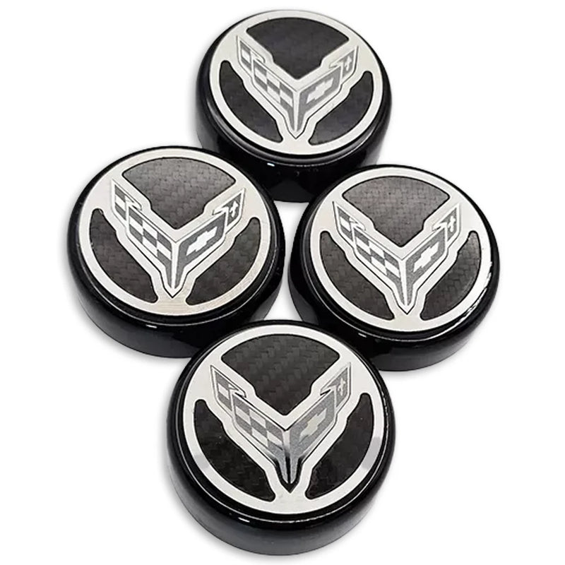 C8 Real Carbon Fiber Cap Covers - 4pc Set