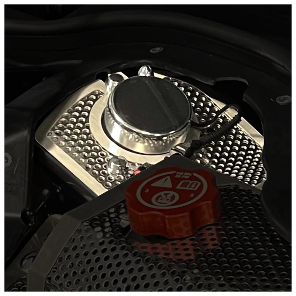 C8 Convertible Perforated Shock Tower Covers - Driver Side