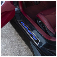 Blue - C8 LED Lit Carbon Fiber Replacement Door Sills