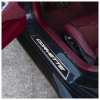 White - C8 LED Lit Carbon Fiber Replacement Door Sills