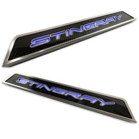 Blue - C8 "Stingray" LED Lit Carbon Fiber Replacement Door Sills