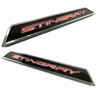 Red - C8 "Stingray" LED Lit Carbon Fiber Replacement Door Sills
