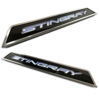 White - C8 "Stingray" LED Lit Carbon Fiber Replacement Door Sills