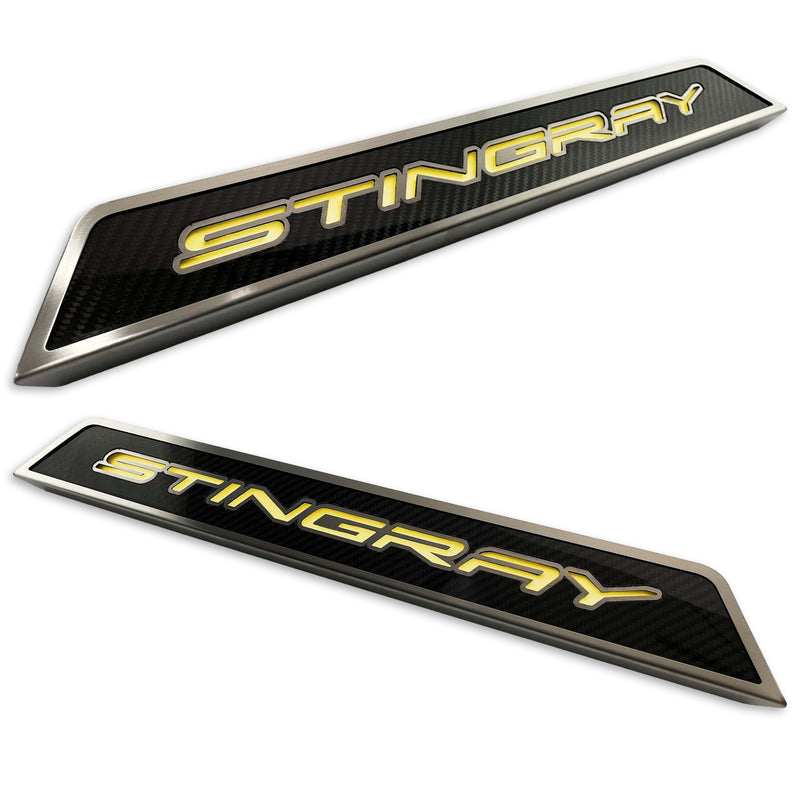 Yellow - C8 "Stingray" LED Lit Carbon Fiber Replacement Door Sills