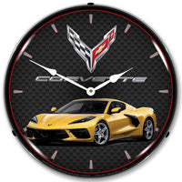C8 Corvette LED Backlit Clock - Yellow Tintcoat Metallic