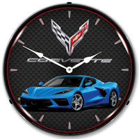 C8 Corvette LED Backlit Clock - Riptide Blue Metallic