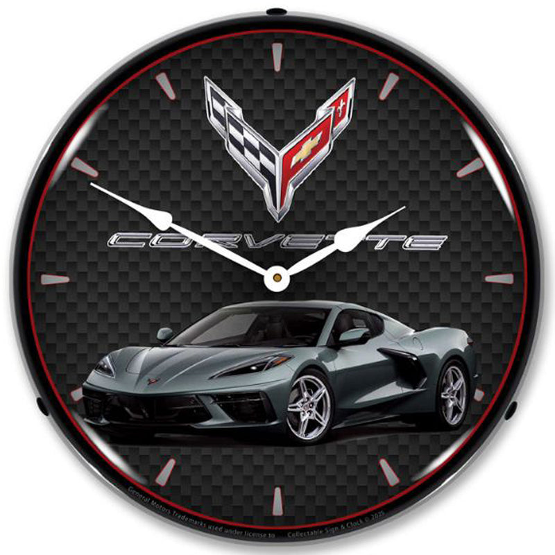 C8 Corvette LED Backlit Clock - Seawolf Gray