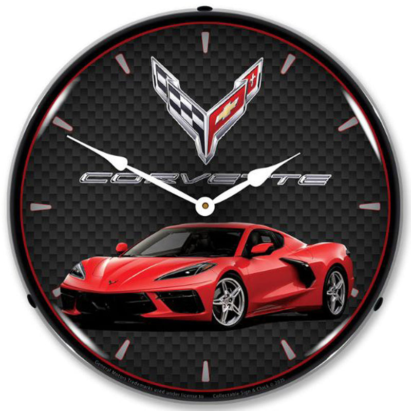 C8 Corvette LED Backlit Clock - Torch Red