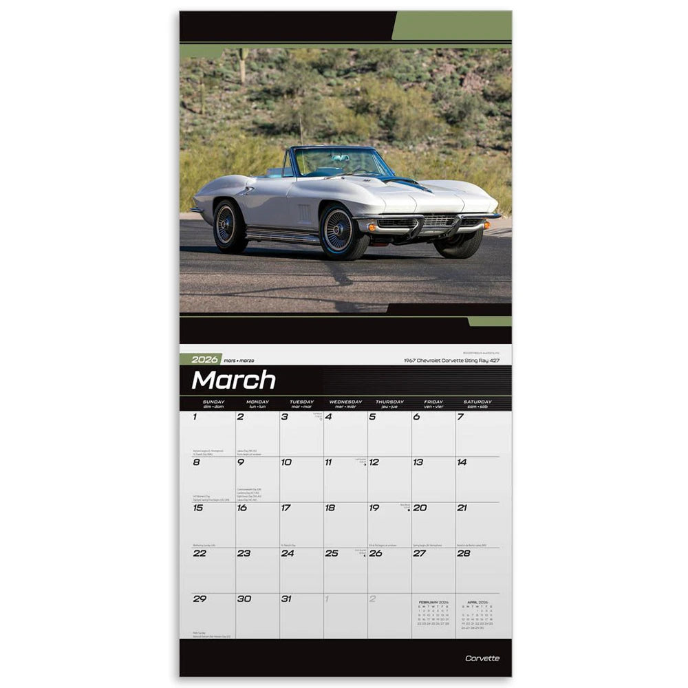 2026 Corvette 16-Month Calendar - March