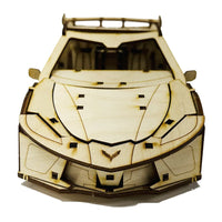 C8 Corvette Snap Together Wood Model - Front View