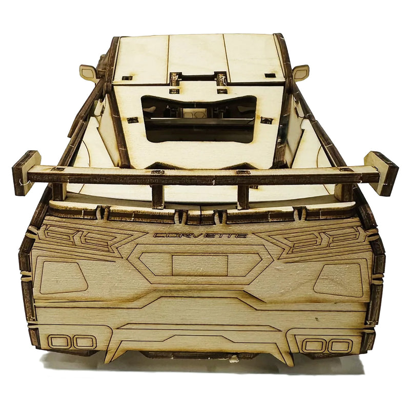 C8 Corvette Snap Together Wood Model - Back View