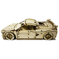 C8 Corvette Snap Together Wood Model - Side View