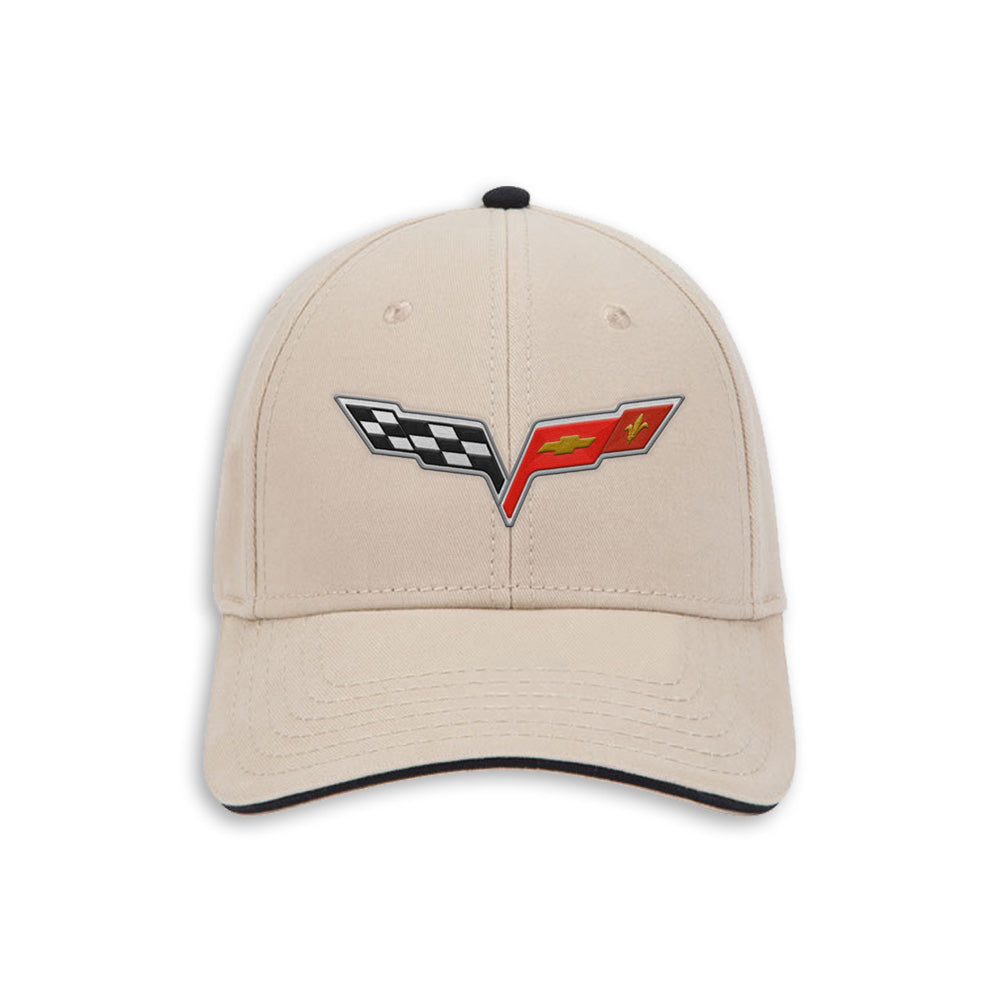 C6 Heritage Cap - Khaki/Black - Front View