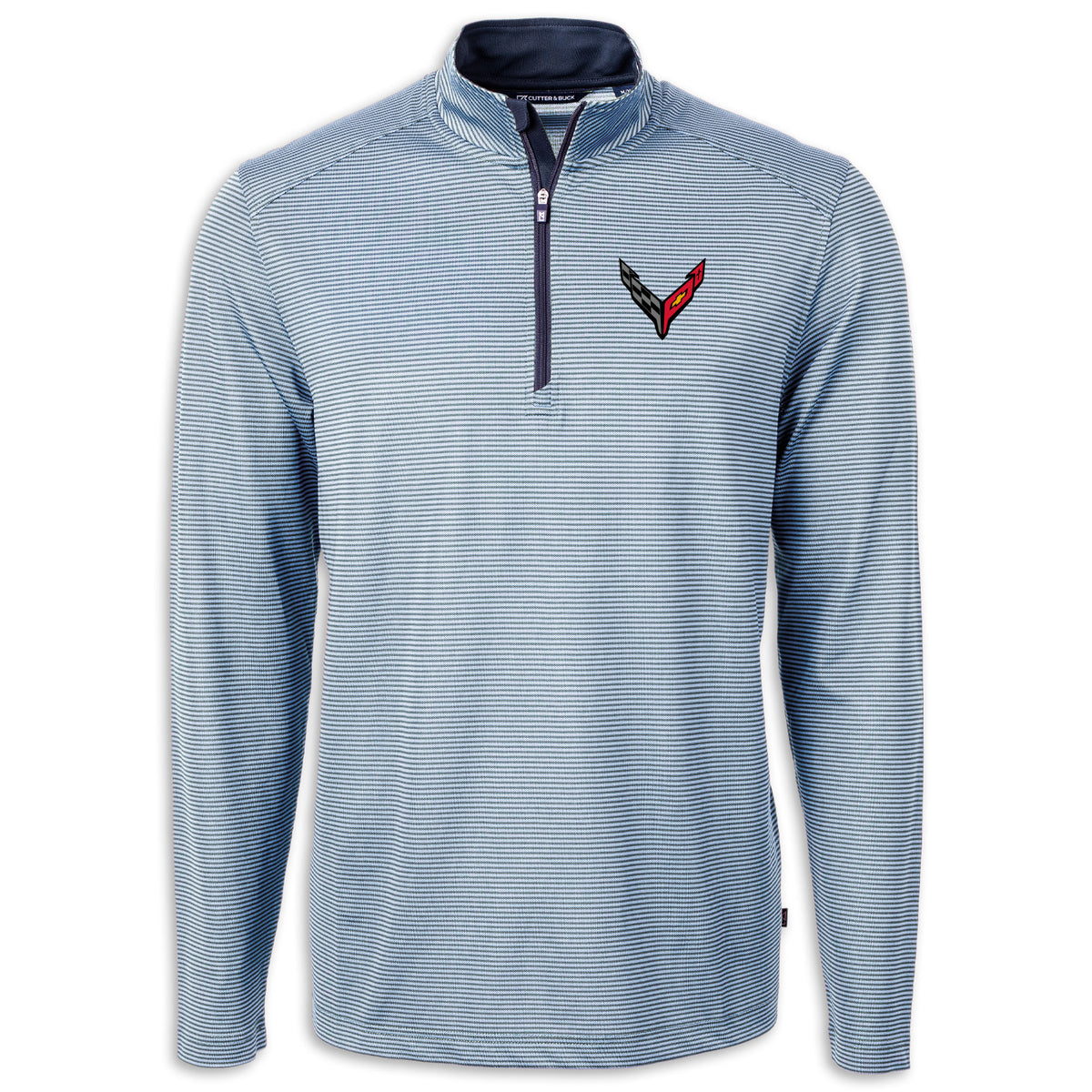 Cutter & Buck Micro Stripe 1/4 Zip - Atlas/Navy Blue