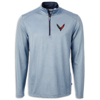 Cutter & Buck Micro Stripe 1/4 Zip - Atlas/Navy Blue