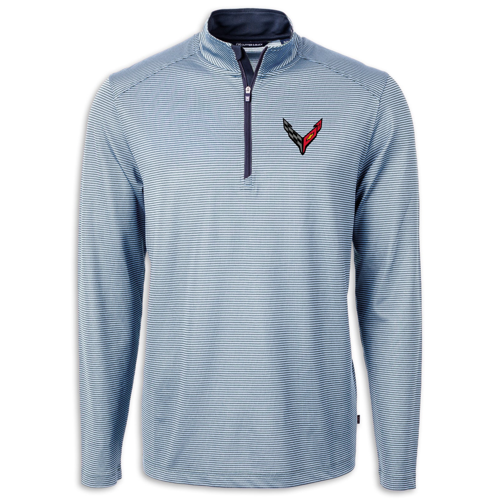 Cutter & Buck Micro Stripe 1/4 Zip - Atlas/Navy Blue