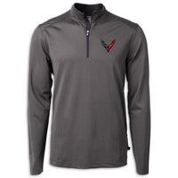 Cutter & Buck Micro Stripe 1/4 Zip - Black/Elemental Gray