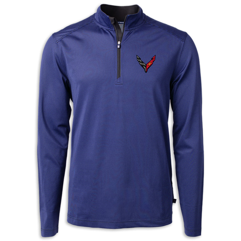 Cutter & Buck Micro Stripe 1/4 Zip - Tour Blue/Black